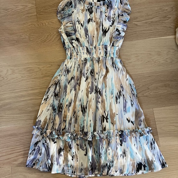 Aqua Girls Blue and Tan Ruffle Dress